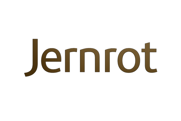 Jernrot skrivet med typsnittet sansation. Färgen ska vara mörk bronsaktig färg och bakgrunden transparent.